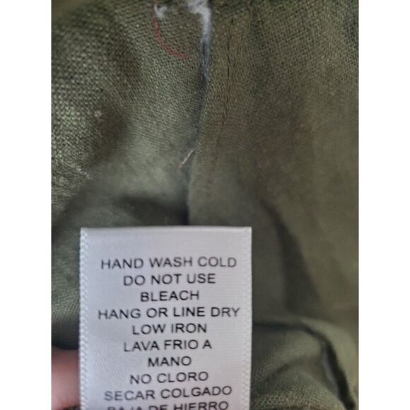 Love Tree army green linen blend shawl collar jacket womens L flowy fall - Picture 4 of 10